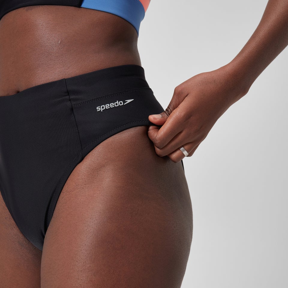 Women's Solid High Waist Bikini Bottom Black