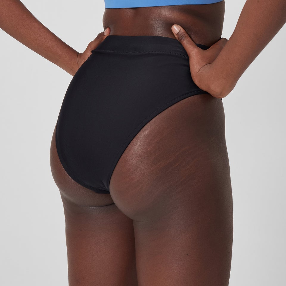 Women's Solid High Waist Bikini Bottom Black