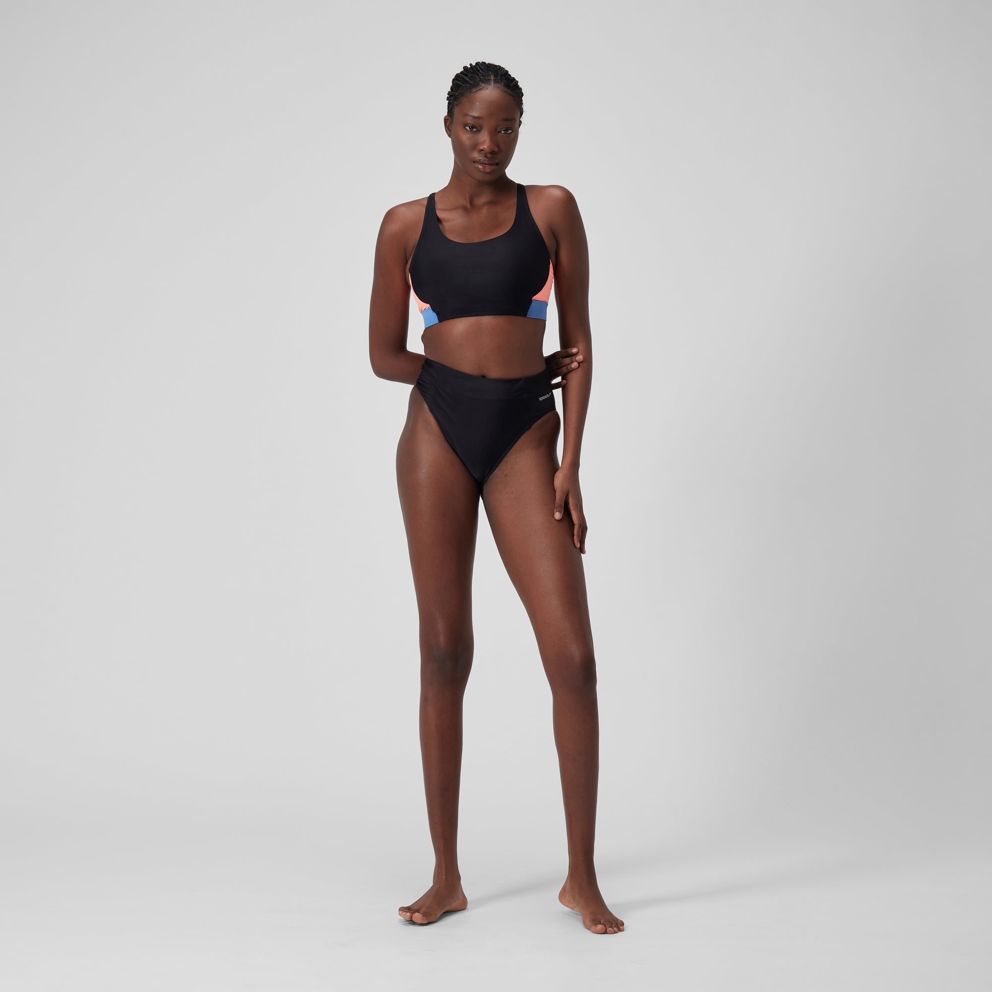 トップス CLANE / SPEEDO SEPARATES HIGH WAIST SWIM Women's Solid High Waist Bikini Bottom Black | Speedo USA