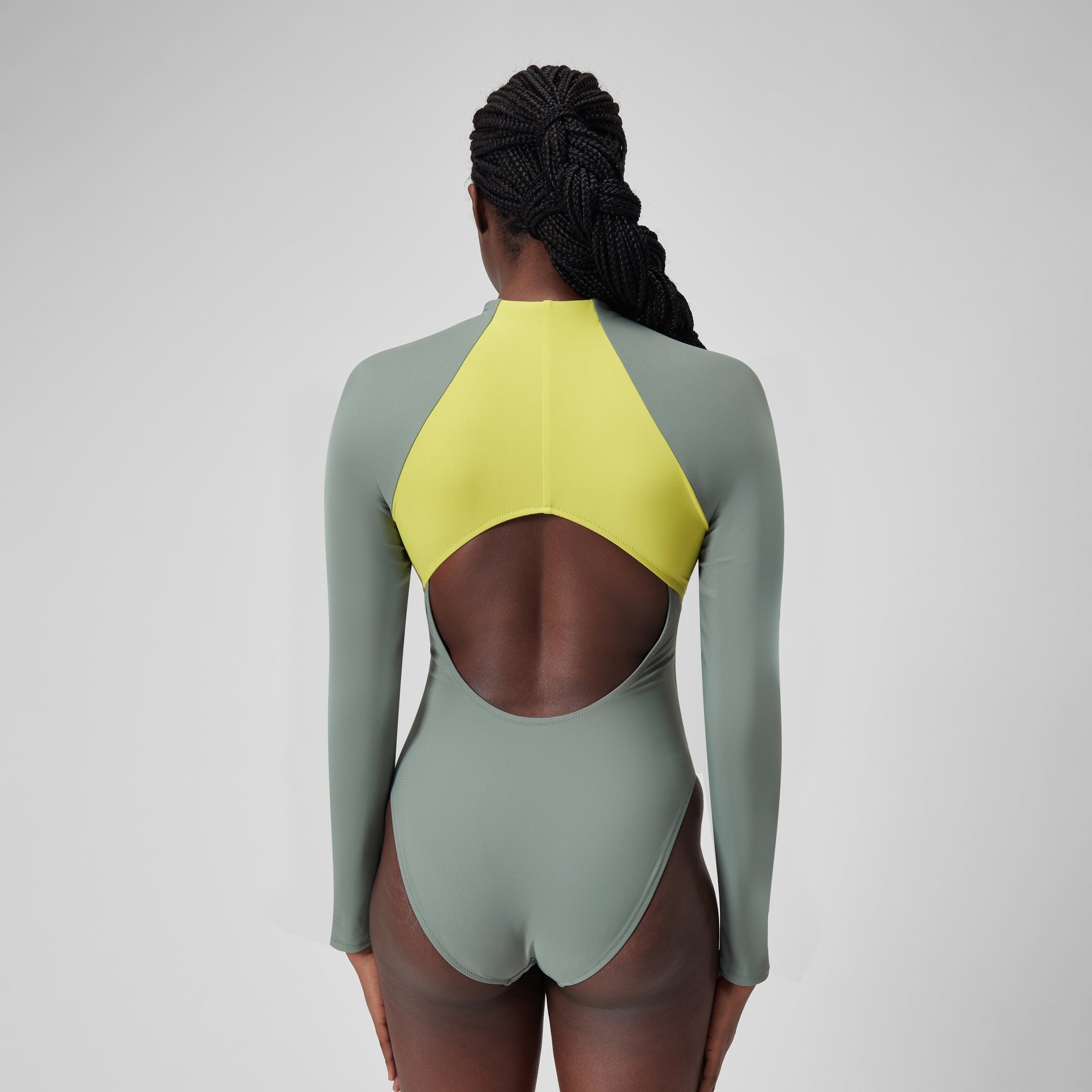 CLANE☆LONG SLEEVE SWIMWEAR Women's Long Sleeve Colorblock Zip One Piece Green | Speedo USA