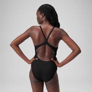 Einfarbiger Racerback-Badeanzug für Damen Dunkelgrau