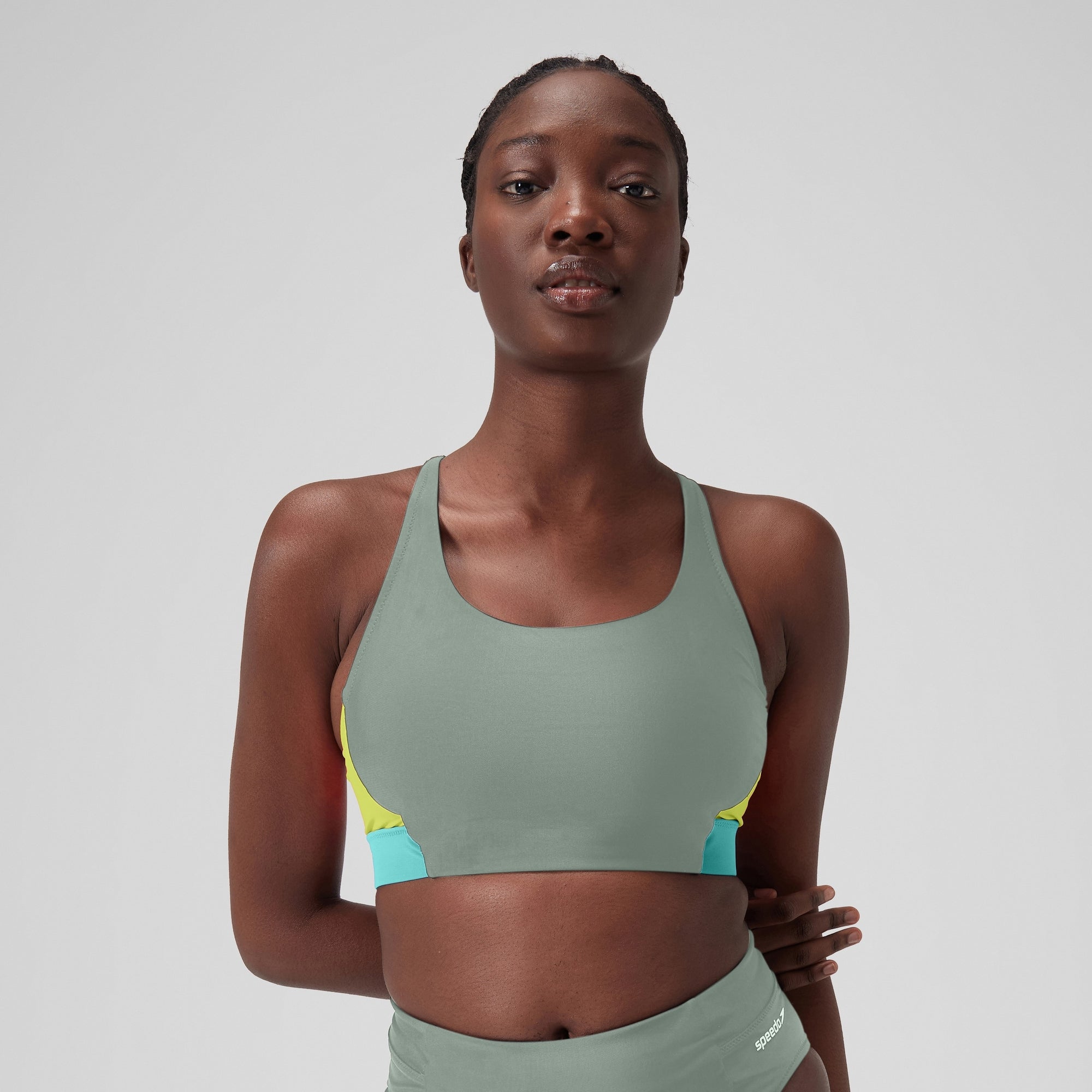 Women's Colourblock Crop Top Green | Speedo USA