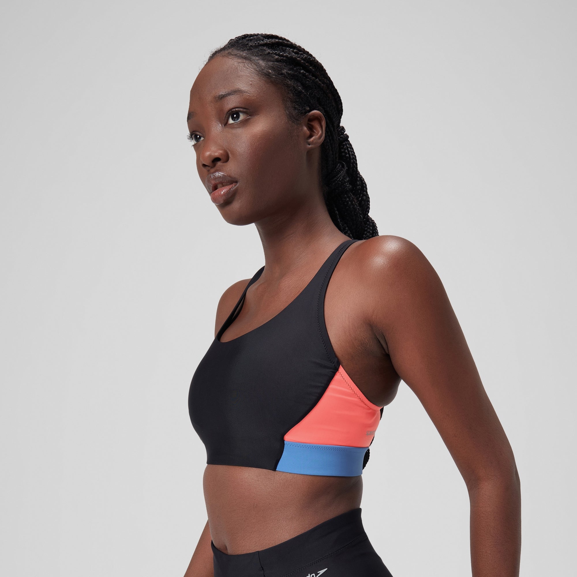Women's Colourblock Crop Top Black | Speedo USA