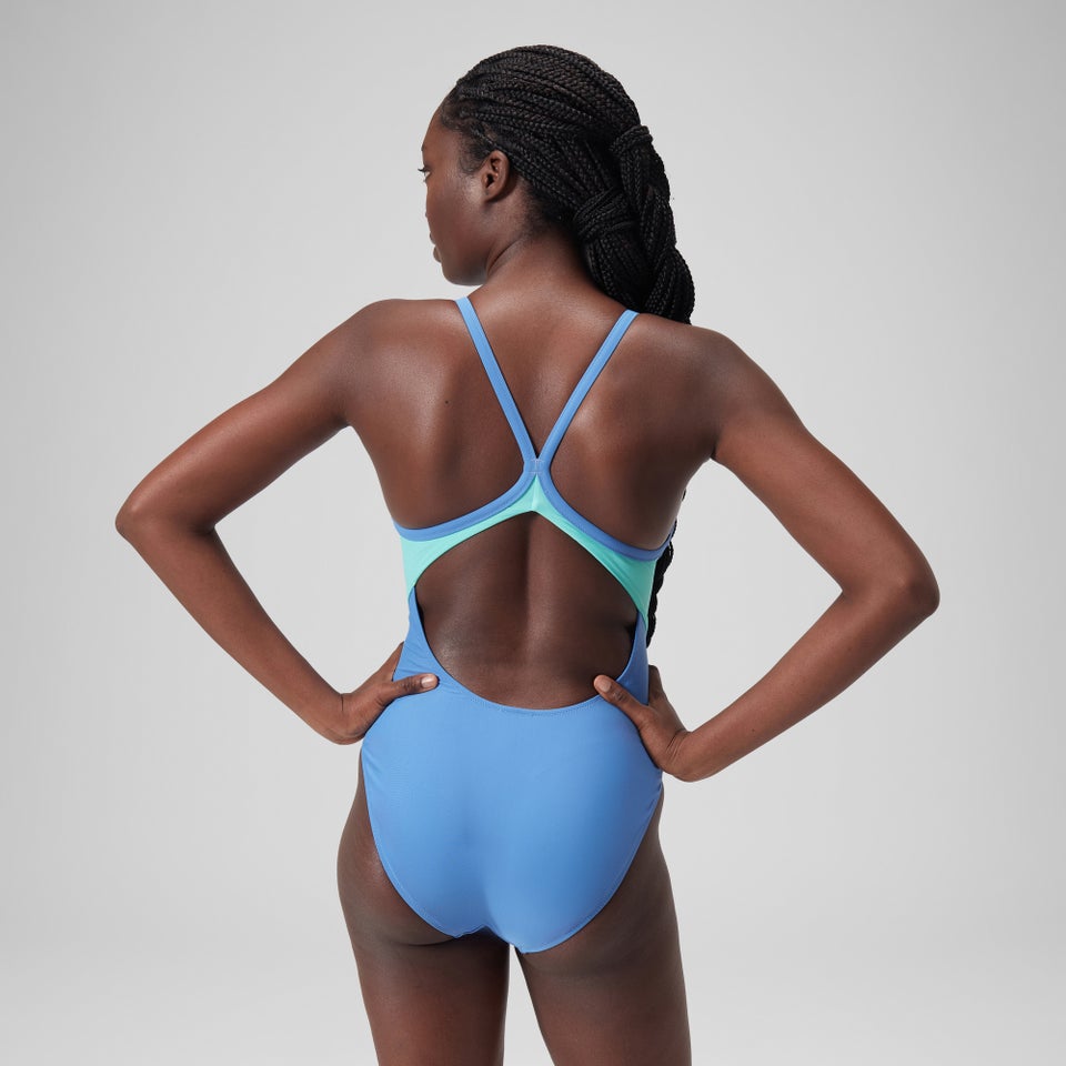 Women's Colorblock Racerback One Piece Blue