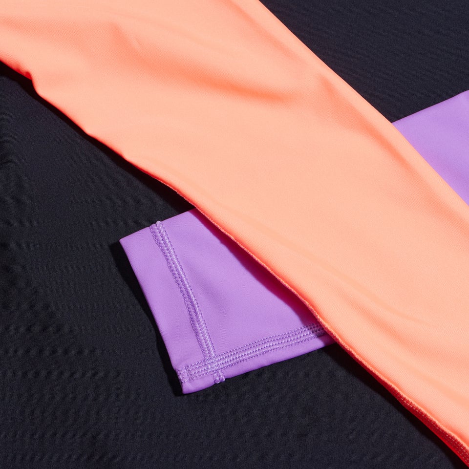 Ensemble Fille haut Rash et jammer Colorblock noir/corail