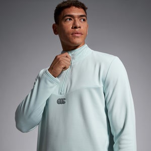 Mens Quarter Zip Fleece Top Green