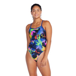 Women's Printed Twist Back One Piece Black - 30