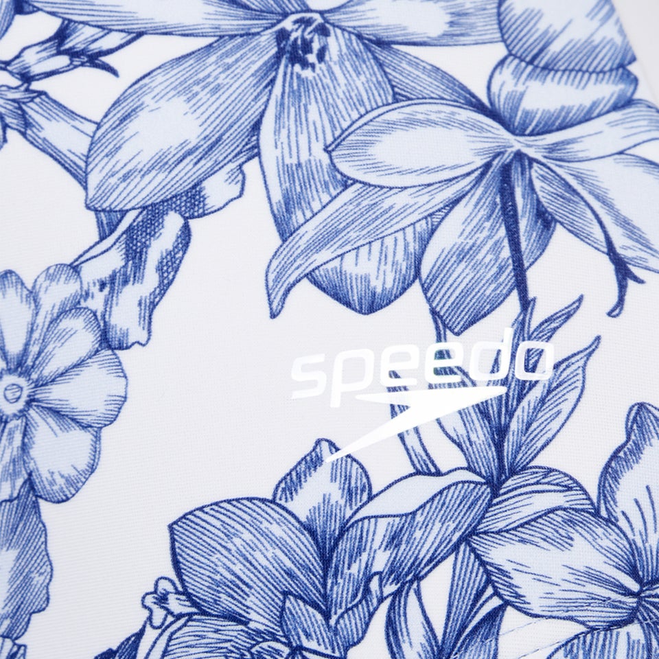 Monopièce à motif imprimé croisé au dos pour femmes, bleu