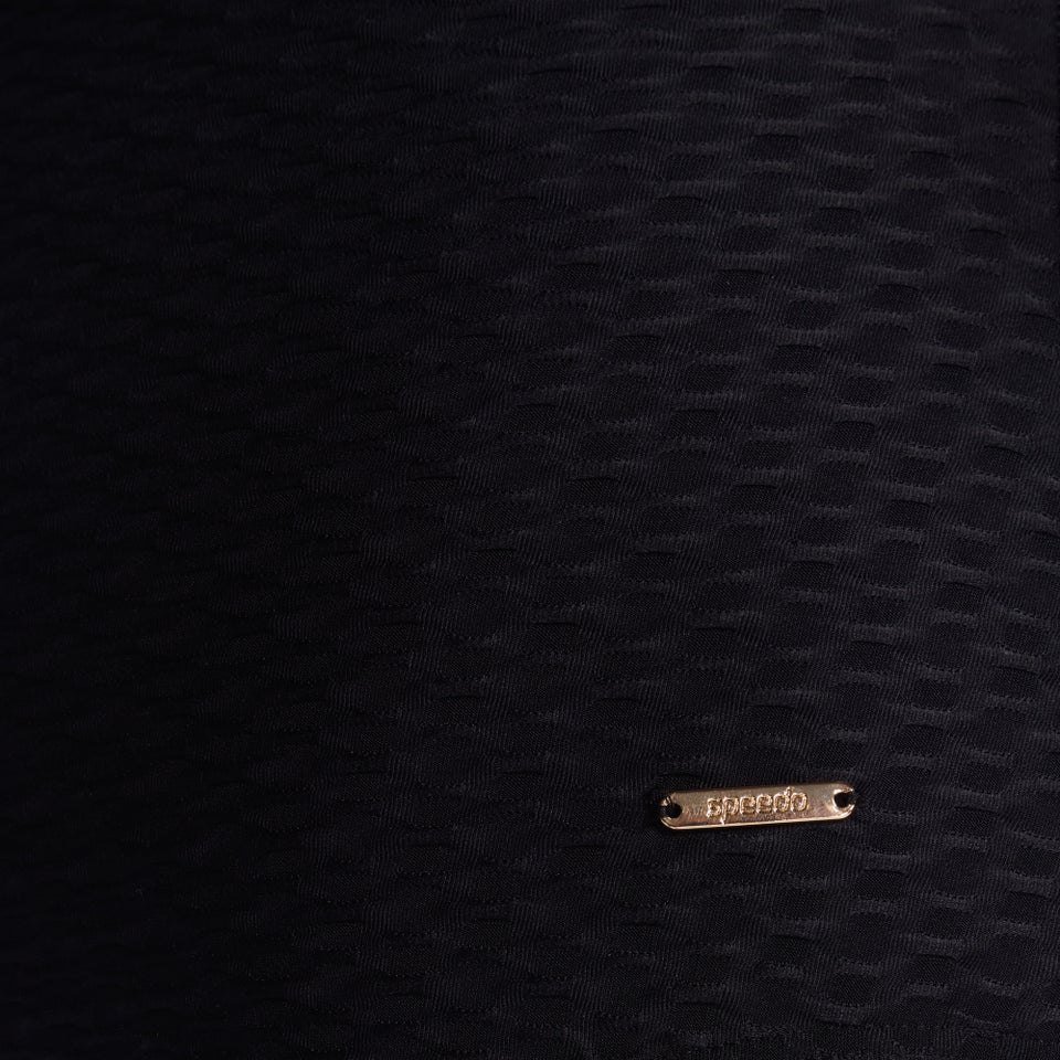 Women's Texture Adjustable Thin Strap One Piece Black