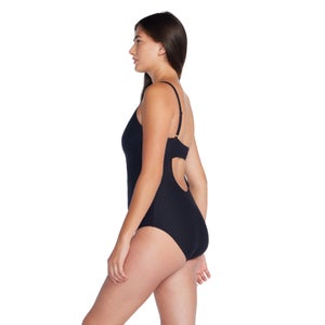 Women's Texture Adjustable Thin Strap One Piece Black