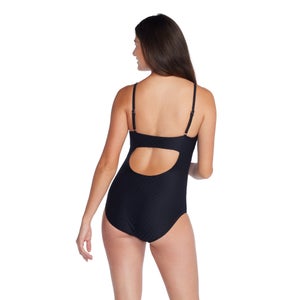 Women's Texture Adjustable Thin Strap One Piece Black