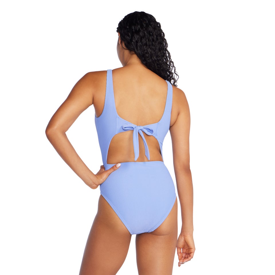 Women's Keyhole Rib One Piece Blue