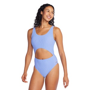 Women's Keyhole Rib One Piece Blue - 12