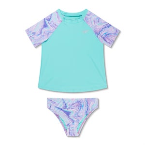 Girls Short Sleeve Rashguard Set Blue/Turquoise - 8
