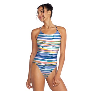 Women's Printed Dbl Cross Back One Piece Pink