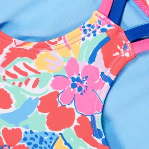 Girl's Print Strappy One Piece Blue