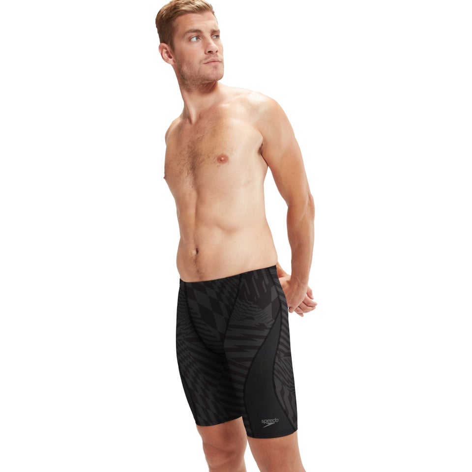 Cuissard de natation à motif imprimé pour hommes, noir