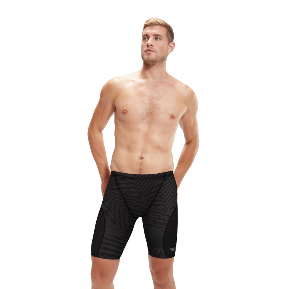 Cuissard de natation à motif imprimé pour hommes, noir