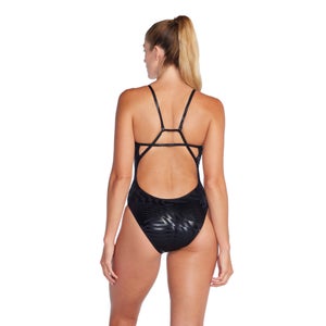 Women's Printed Tri Back One Piece Black