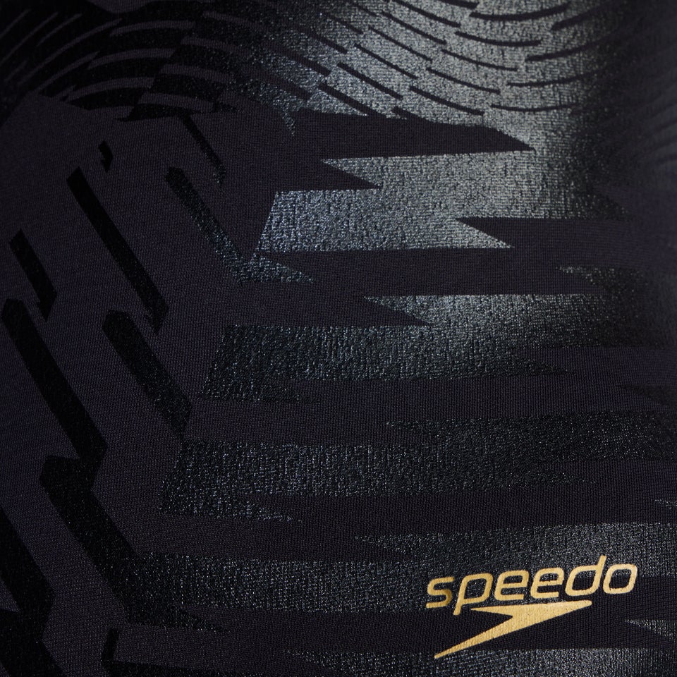 Women's Printed Tri Back One Piece Black