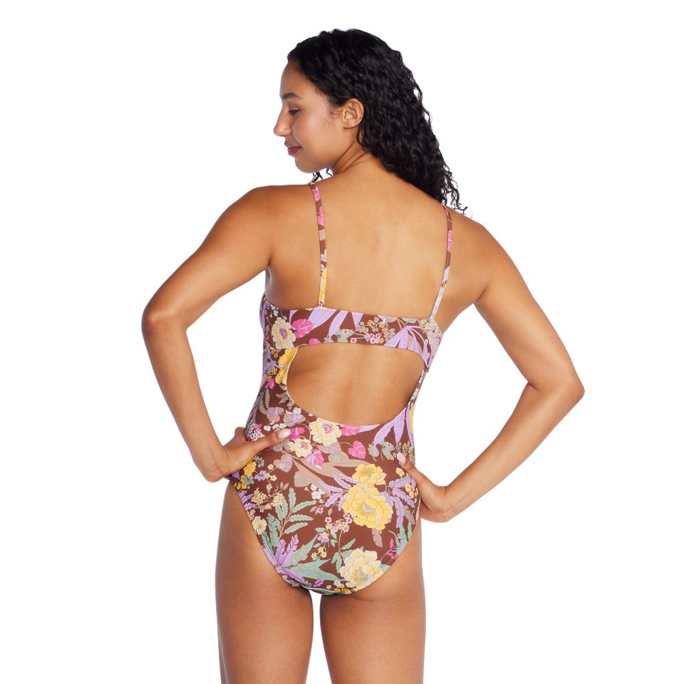 Monopièce bandeau à motif imprimé pour femmes, marron