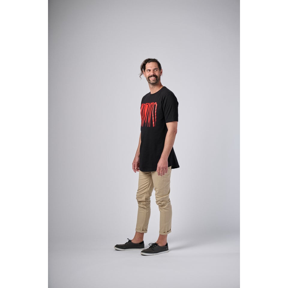 Unisex Dripping Shadow Shirtail Tee - Black