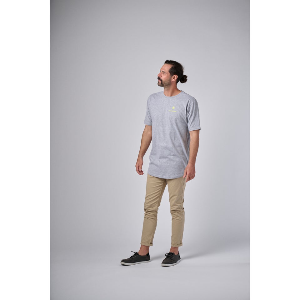 Unisex Vertical Back Logo Shirtail Tee - Gray