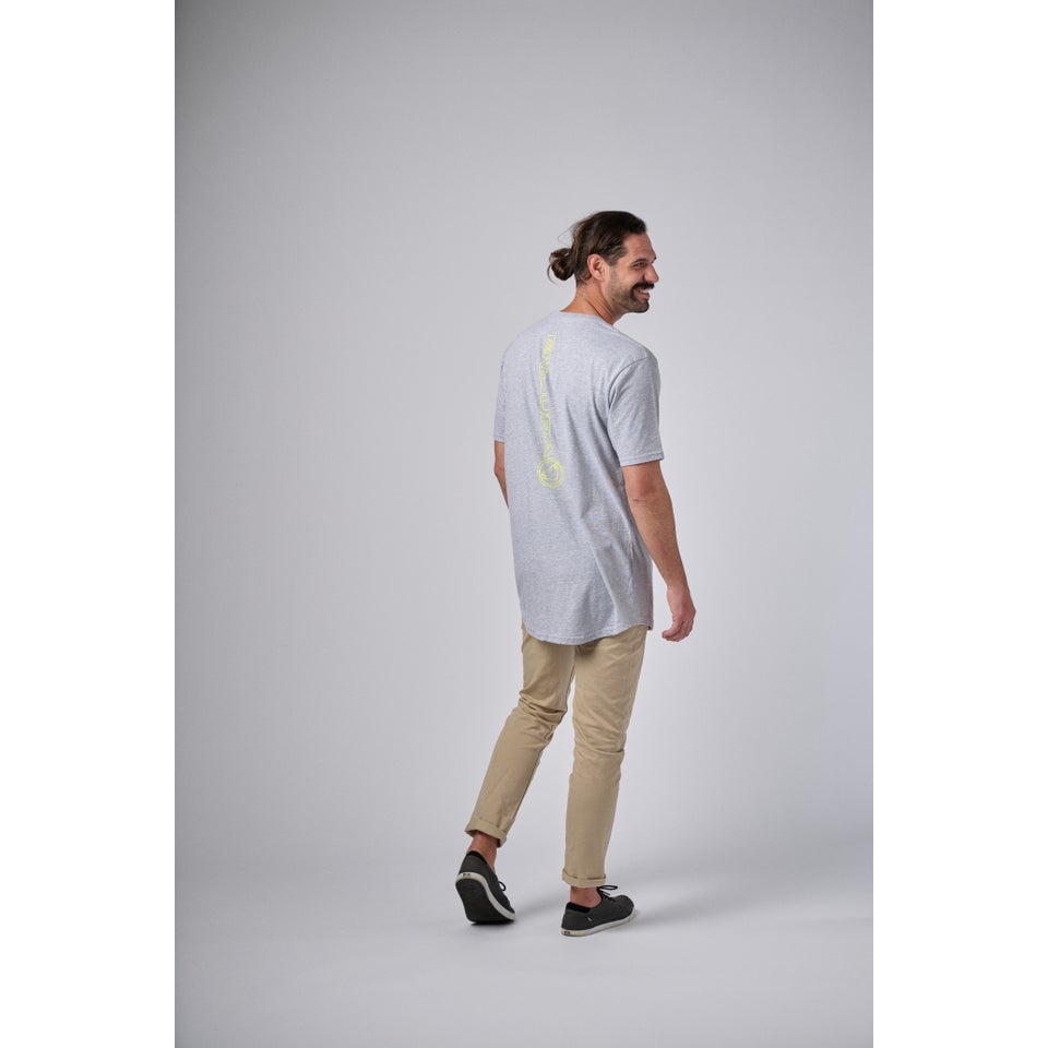 Unisex Vertical Back Logo Shirtail Tee - Gray