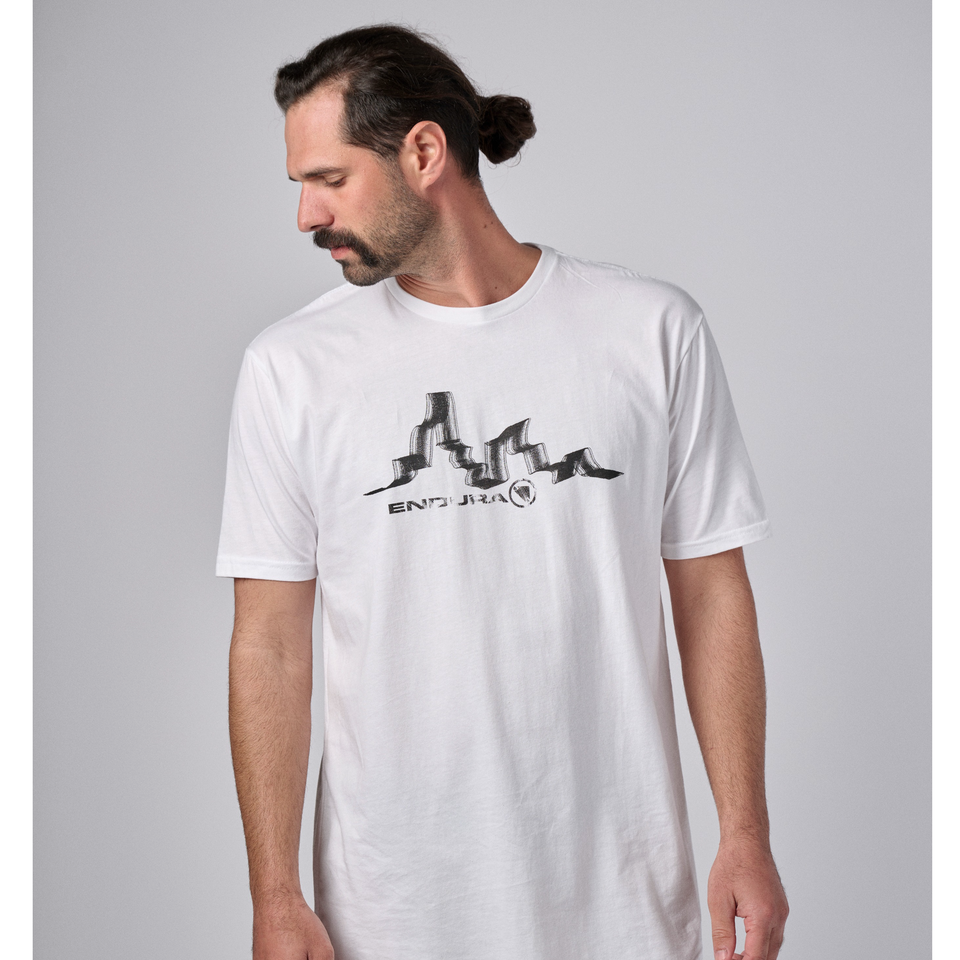 Unisex Mountain Line Shirtail Tee - Black/White