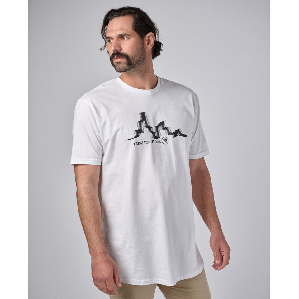 Unisex Mountain Line Shirtail Tee - Black/White