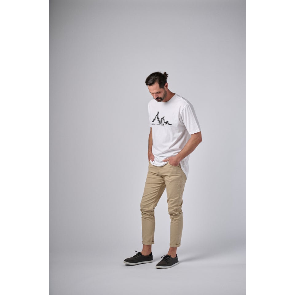 Unisex Mountain Line Shirtail Tee - Black/White