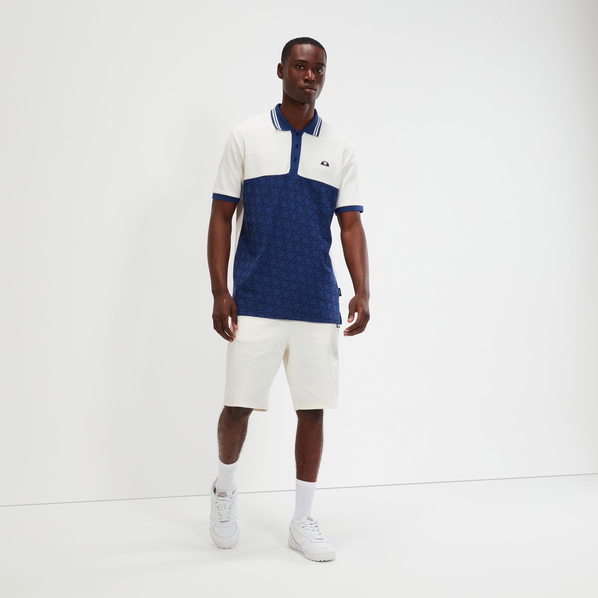Men's Suanio Polo Off White/Navy | ellesse UK