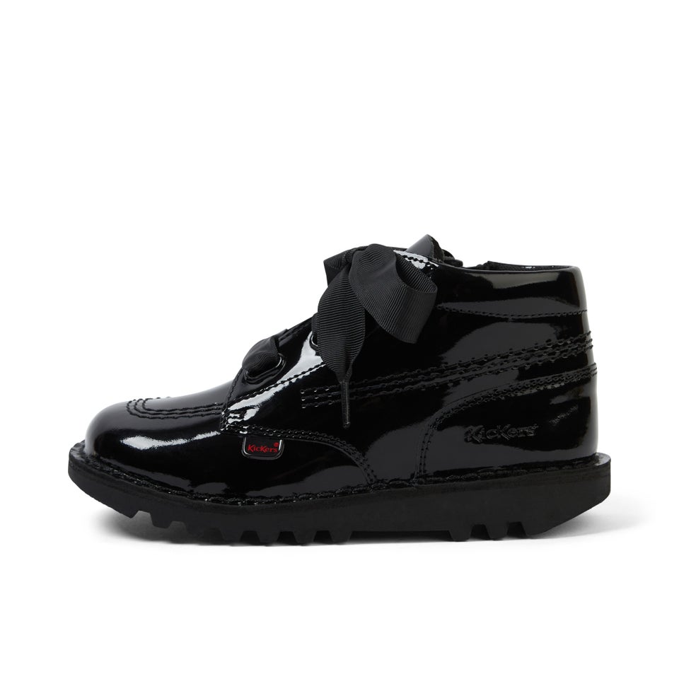 Infant Girls Kick Hi Ribbon Patent Leather Black
