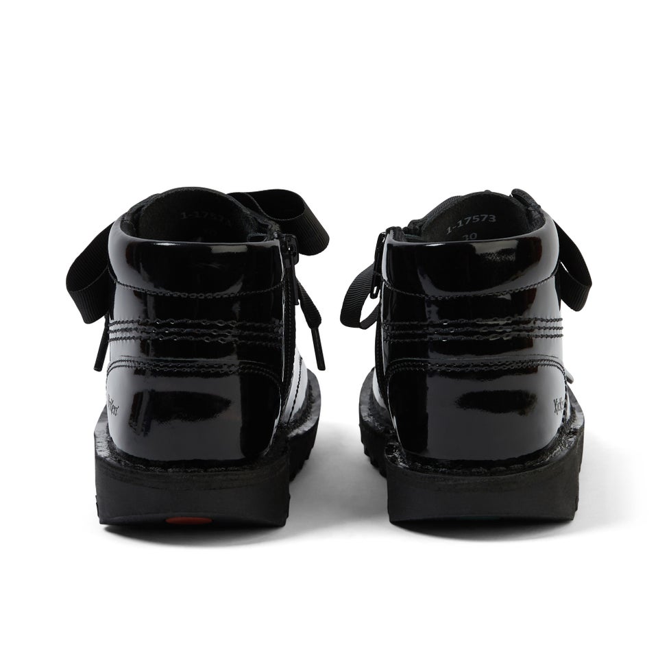 Infant Girls Kick Hi Ribbon Patent Leather Black