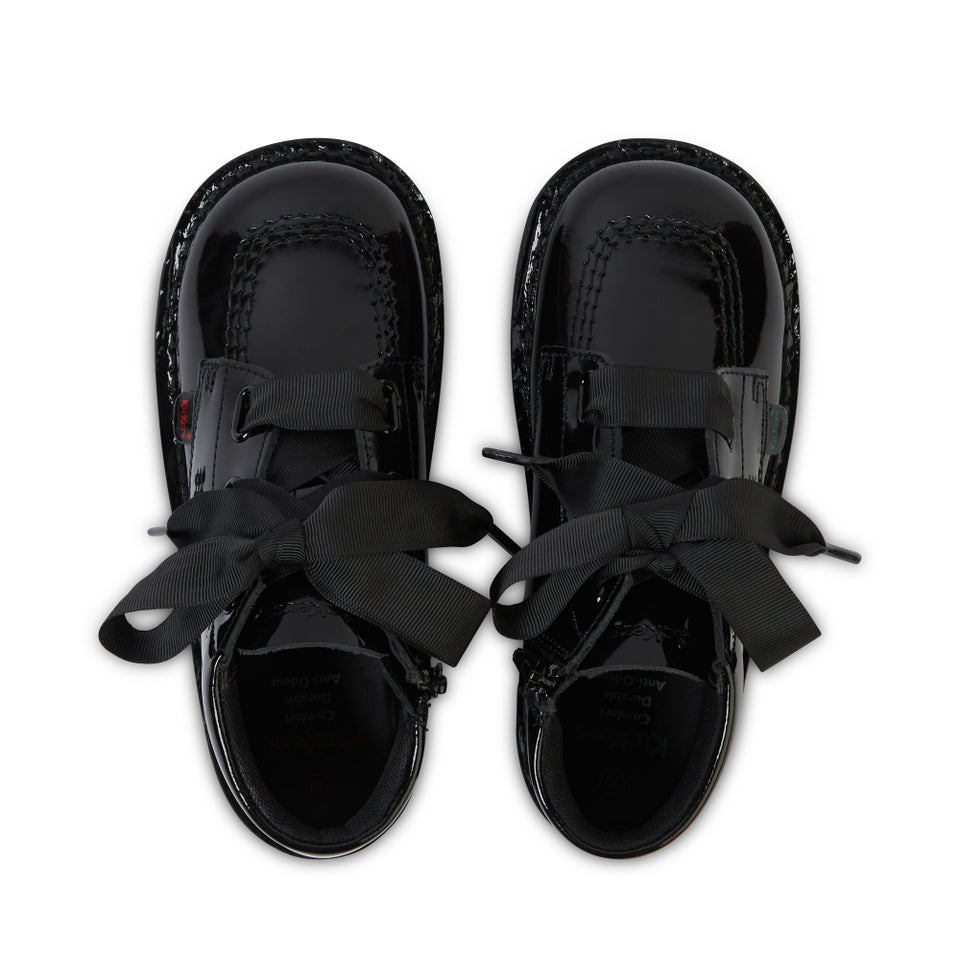 Infant Girls Kick Hi Ribbon Patent Leather Black