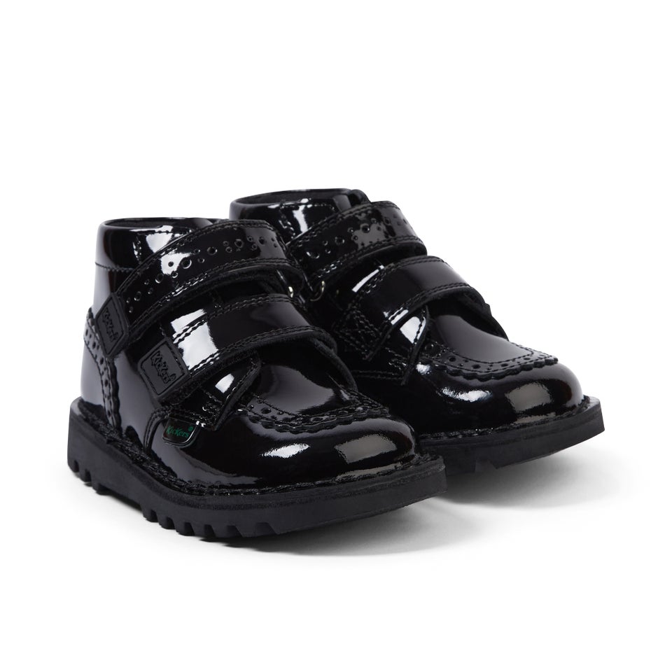 Junior Girls Kick Hi Vel Brogue Patent Leather Black