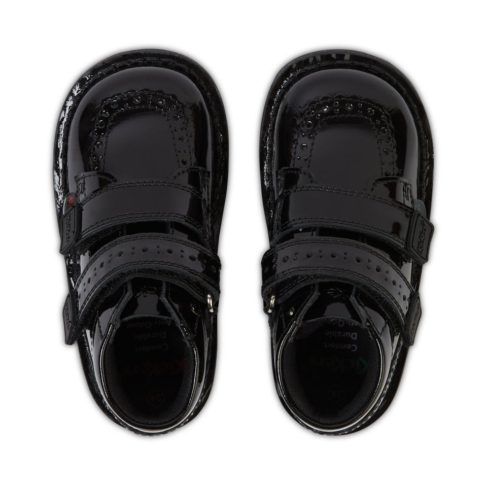 Infant Girls Kick Hi Vel Brogue Patent Leather Black