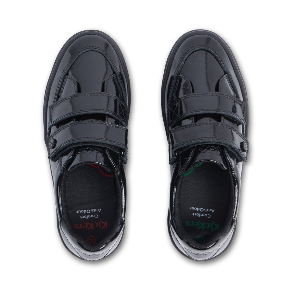 Junior Girls Tovni Stack Lo Vel Patent Leather Black