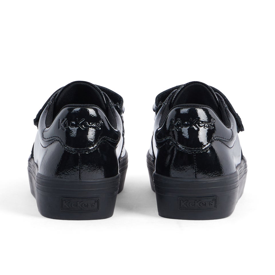 Junior Girls Tovni Stack Lo Vel Patent Leather Black