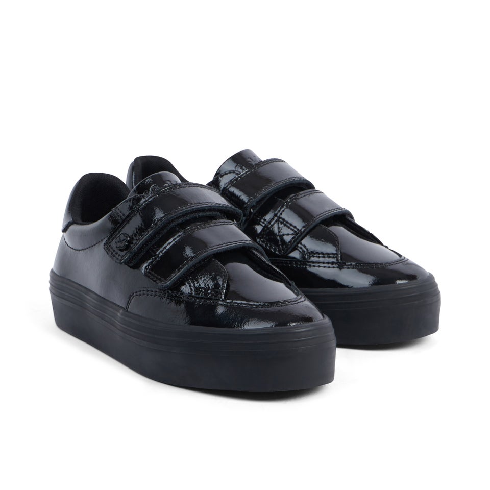 Junior Girls Tovni Stack Lo Vel Patent Leather Black