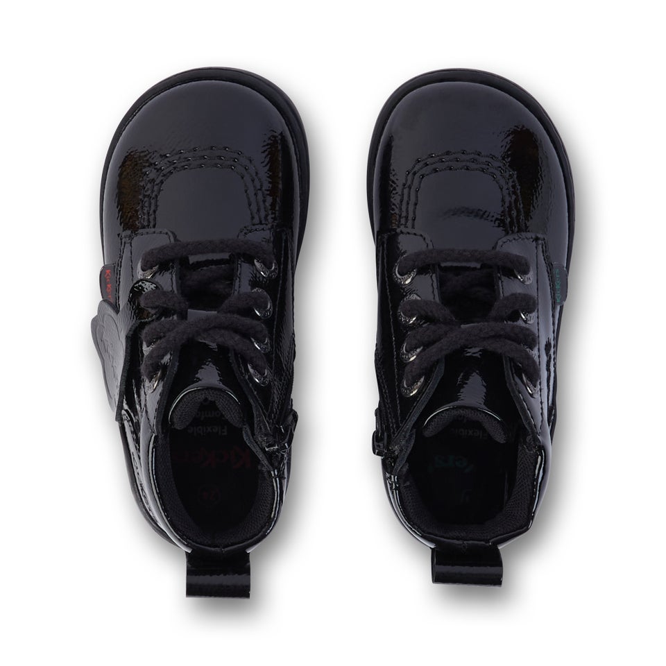 Infant Unisex Playflex Hi Crinkle Patent Leather Black