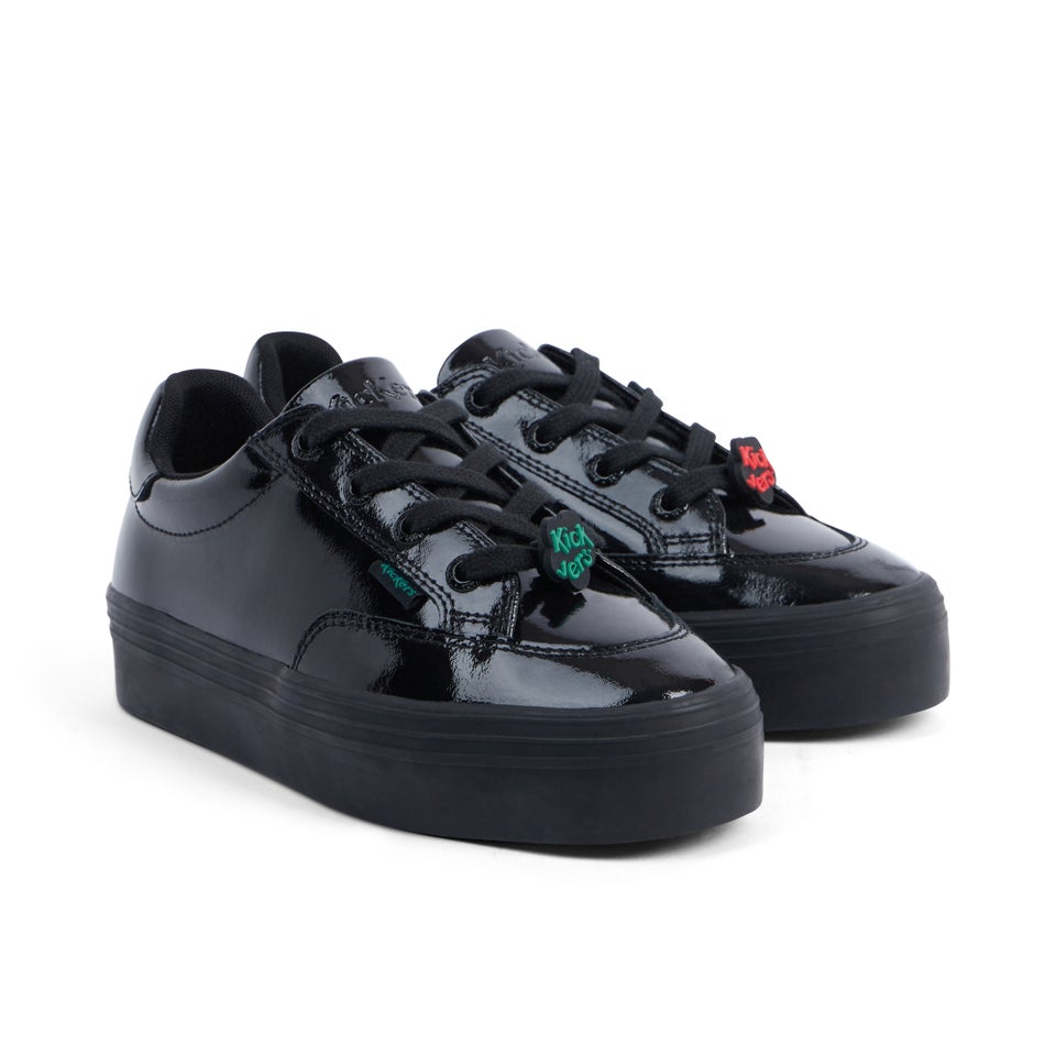 Junior Girls Tovni Stack Lo Flower Patent Leather Black