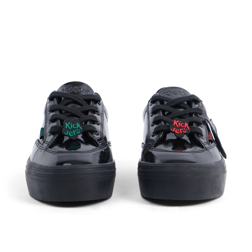 Junior Girls Tovni Stack Lo Flower Patent Leather Black