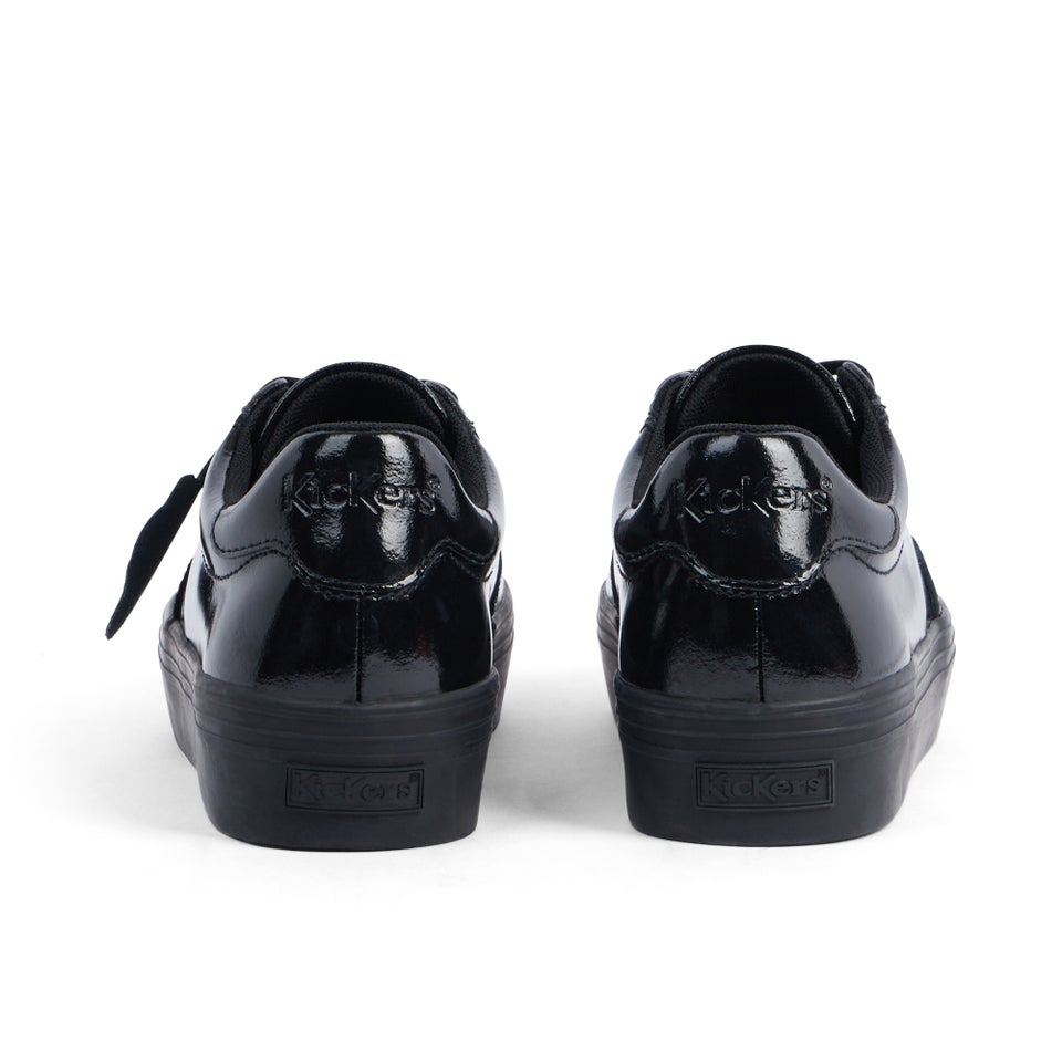 Junior Girls Tovni Stack Lo Flower Patent Leather Black