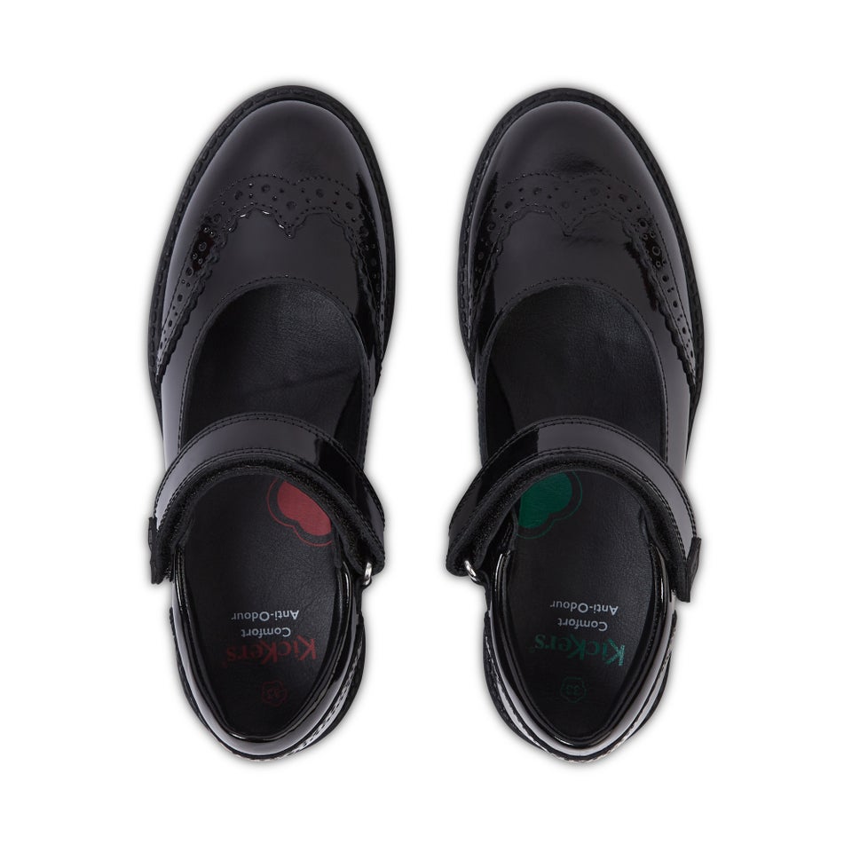 Junior Girls Lachly MJ Brogue Patent Leather Black
