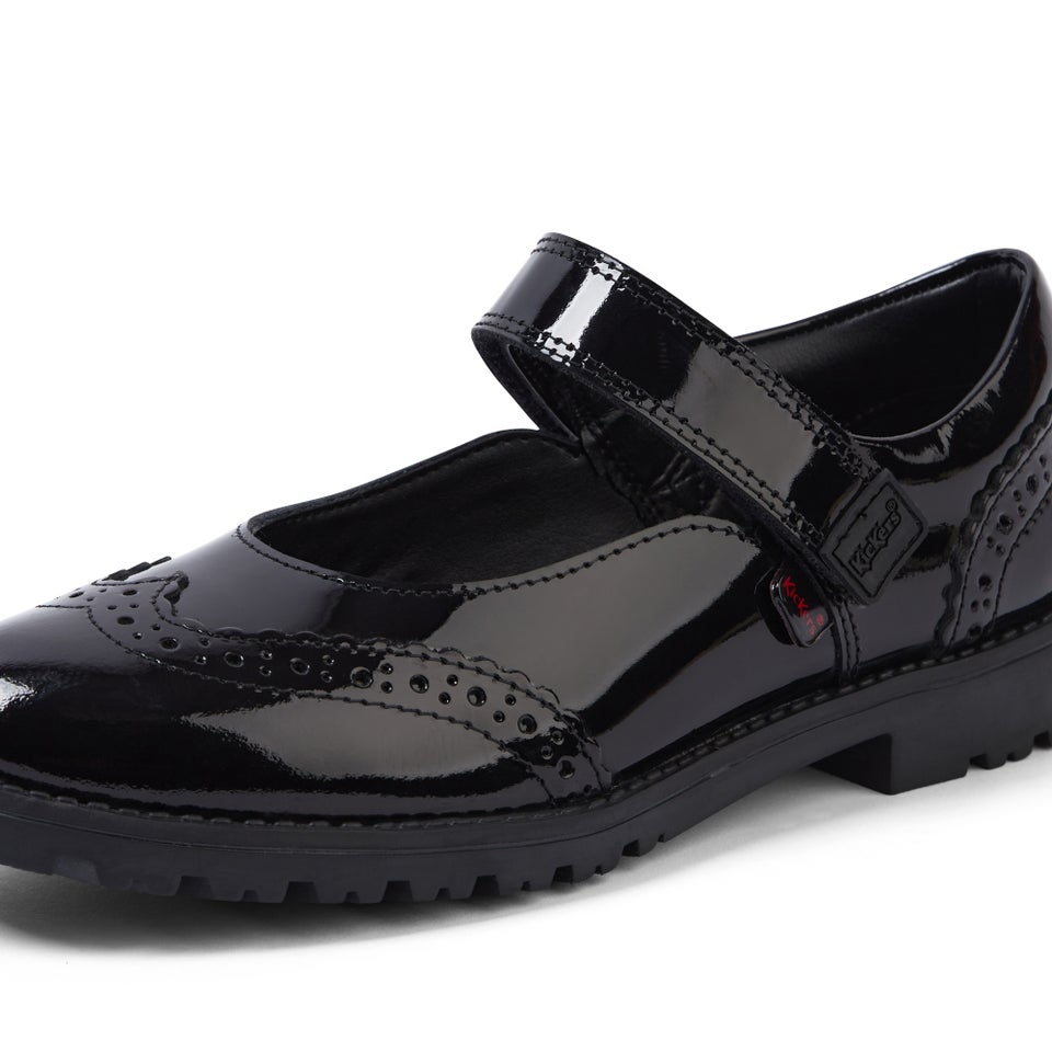 Junior Girls Lachly MJ Brogue Patent Leather Black