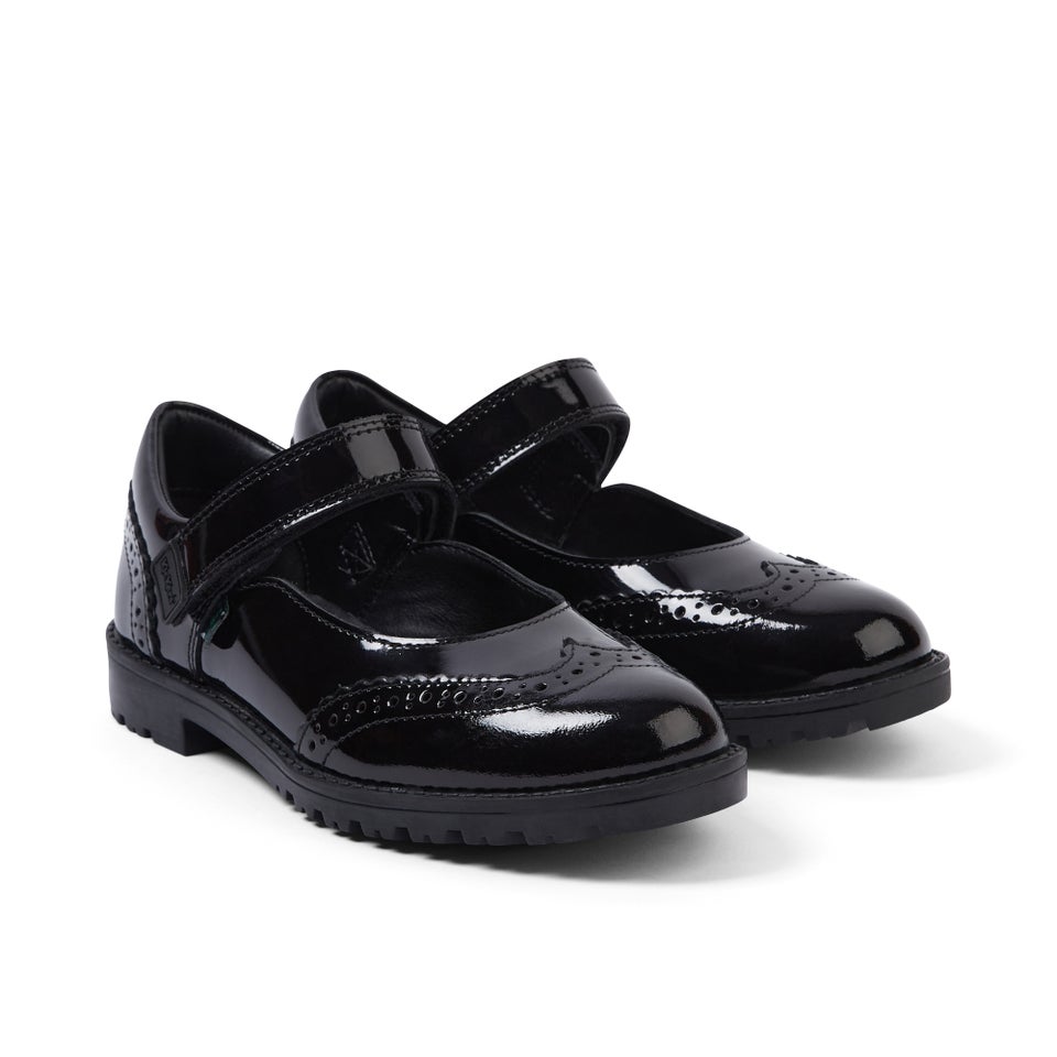 Junior Girls Lachly MJ Brogue Patent Leather Black