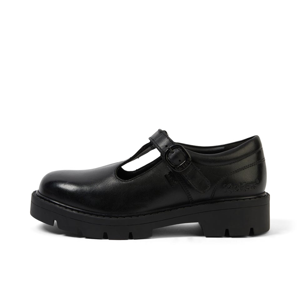Junior Girls Kori T Bar Leather Black