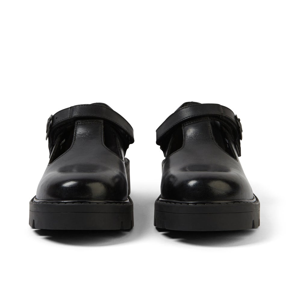 Junior Girls Kori T Bar Leather Black