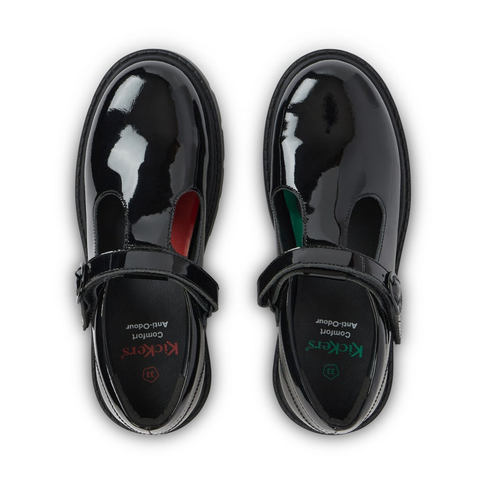 Junior Girls Kori T Bar Patent Leather Black